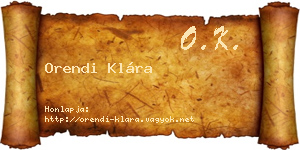Orendi Klára névjegykártya